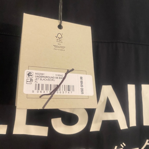 Allsaints Mens Black Underground London Button Down Short Sleeve Shirt NEW XL - Picture 15 of 16